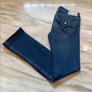 True Religon straight cut jeans W/ pearl detailing